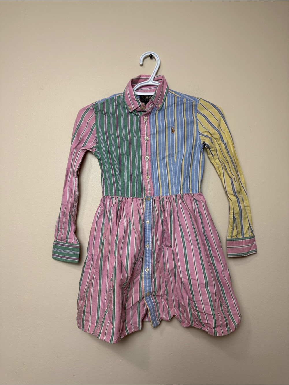 Polo by Ralph Lauren Girls' Multicolor Striped Cotton Shirt Dress size 8